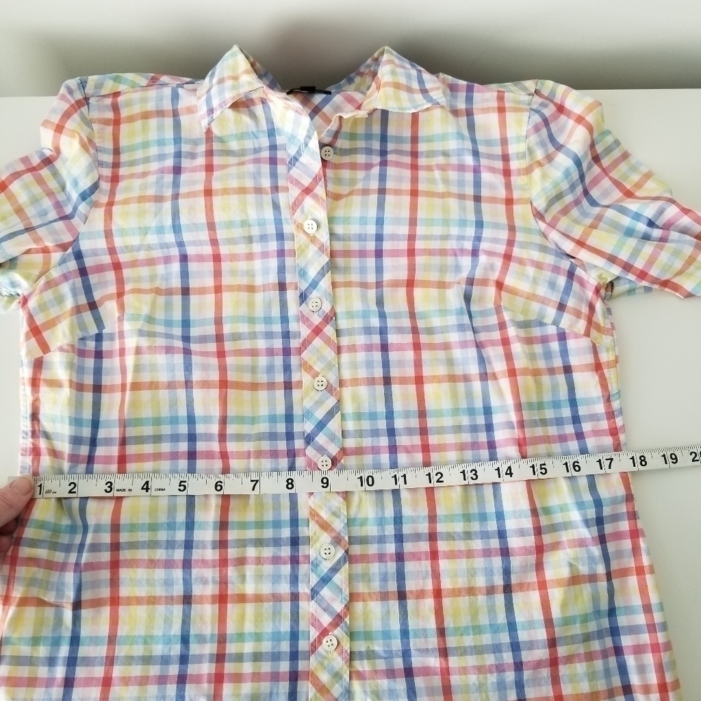Talbots Rainbow Plaid Button Down Long Sleeve Dre… - image 7